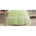 El último diseño de la novia magnífica luz verde Appliqued Strapless palabra de longitud Tulle Puffy Ball Gown luz verde vestido de novia